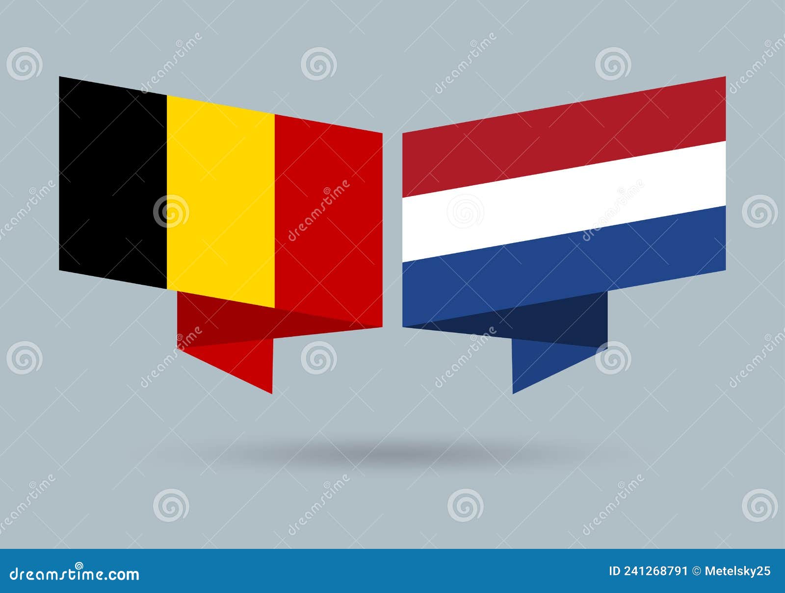 belgium and the netherlands or holland flags. belgian and dutch national s.  .